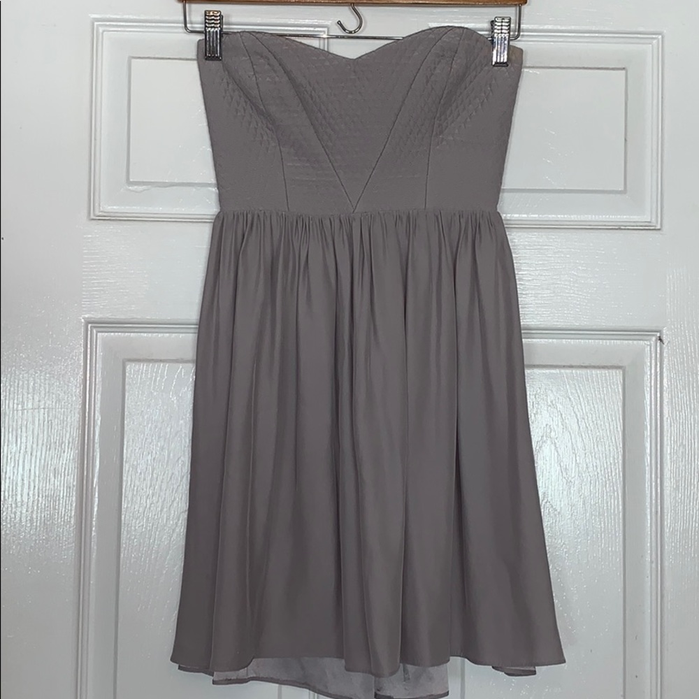 Parker — Gray Strapless Dress Small